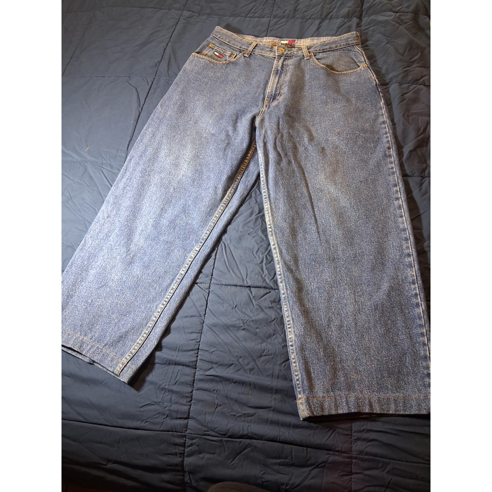 Vintage Tommy Hilfiger Wide Leg Jeans‎ Men's 33x32 Blue Straight Skater Denim